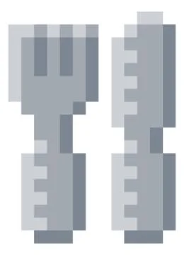 Knife Fork Cutlery Pixel 8 Bit Video Game Art Icon Stock Illustration