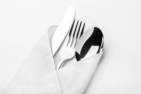 Knife, fork, spoon isolated on white. Stock Photos