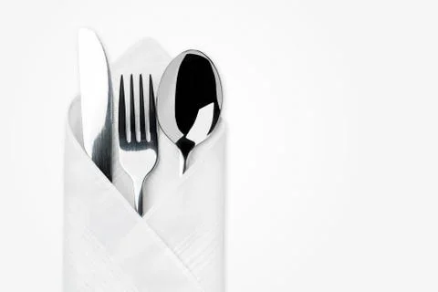 Knife, fork, spoon isolated on white. Stock Photos