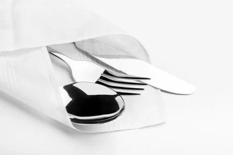 Knife, fork, spoon isolated on white. Stock Photos