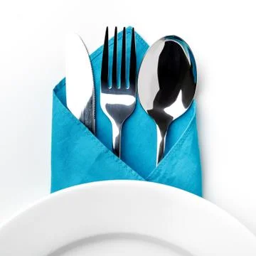 Knife, fork, spoon isolated on white. Foto stock