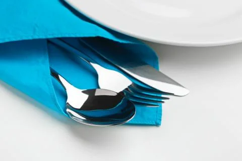 Knife, fork, spoon isolated on white. Foto stock