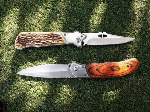 Knife on grass Stock Photos