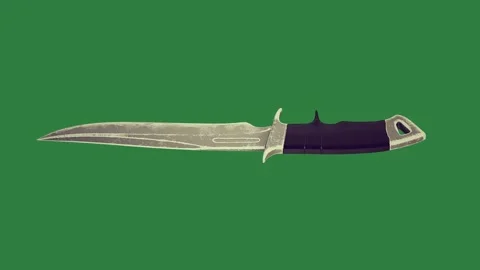 A knife on green screen and needle background cartoonish colorful figure motion Stock Footage 337336202