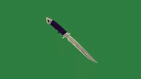 A knife on green screen and with pair of scissors it black pen cartoonish 스톡 동영상 337336205
