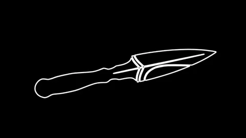 Knife hand drawn Line icon Animation isolated on background Stock Footage 314659797