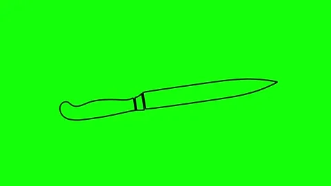Knife hand drawn Line icon Animation isolated on background Stock Footage 314659800