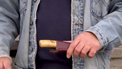 Knife in the hands of a man 4K Video stock 291268937