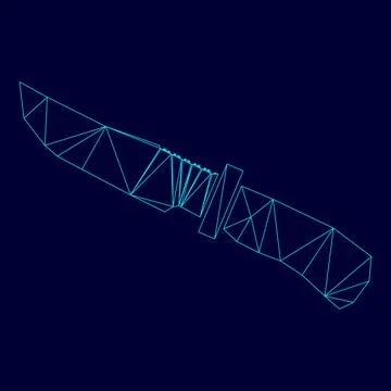 Knife of hunter low poly triangulation triangulated polygonal electric cyan b 스톡 일러스트