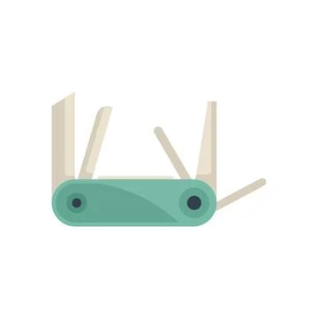 Knife kit icon flat vector. Army multitool Stock Illustration