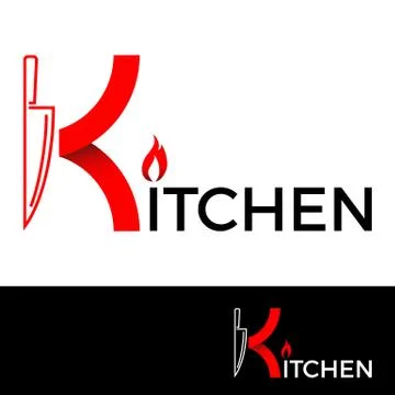 Knife as kitchen logo design Stock Illustration
