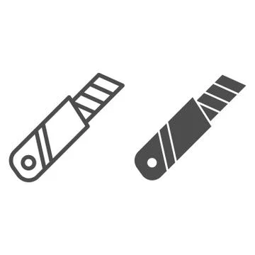 Knife line and solid icon. Professional cutter symbol, outline style pictogram Stock Illustration