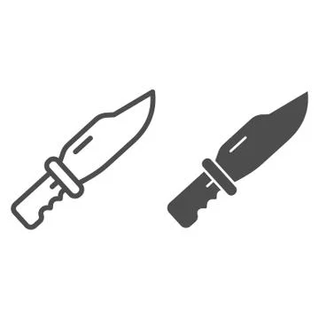 Knife line and solid icon, self defense concept, dagger sign on white background Illustrazione stock