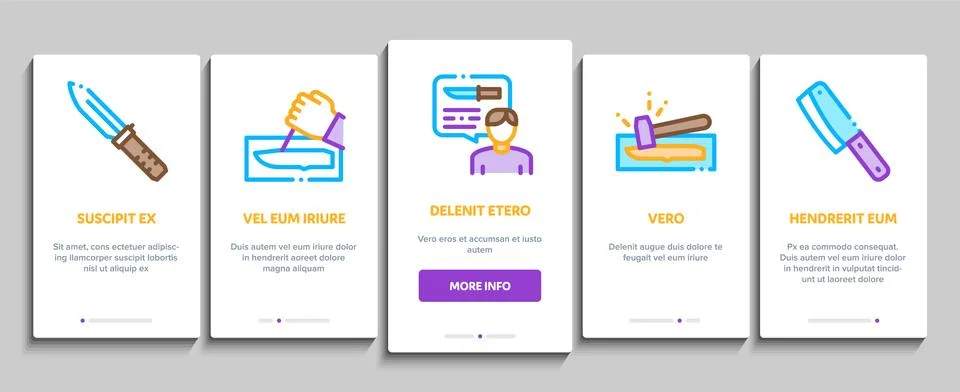 Knife Making Utensil Onboarding Elements Icons Set Vector 스톡 일러스트