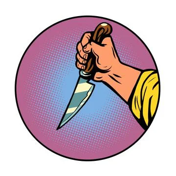 A knife in a man hand. The work of a chef in a restaurant. A maniac with a cold Illustrazione stock
