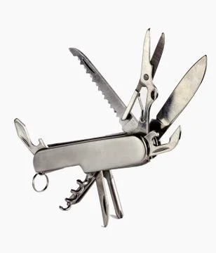 Knife multi-tool isolated on white background Stock-Fotos