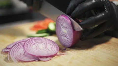 Knife onion Stock Footage 129685343