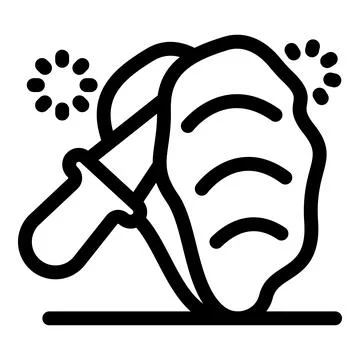Knife opening oyster shell, seafood cuisine icon Stock Illustration