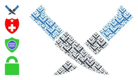 Knife Pair Recursion Collage of Self Items Ilustração Stock