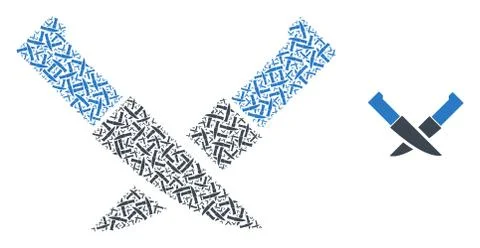 Knife Pair Recursive Mosaic of Self Items Stock Illustration