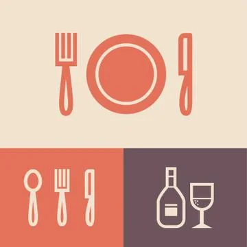 Knife, plate, fork Stock Illustration