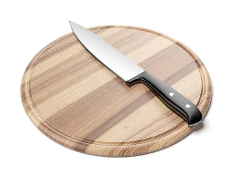 Knife on round cutting board 스톡 일러스트