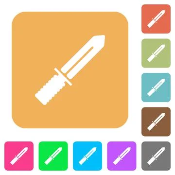 Knife rounded square flat icons Stock Illustration
