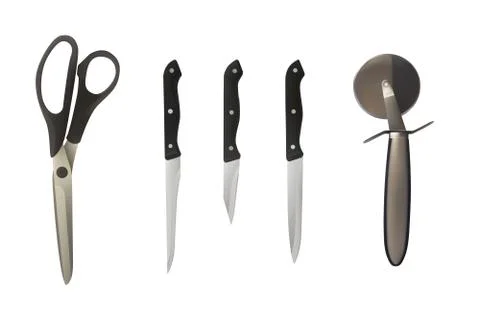 Knife set with black handle. Stock Illustration