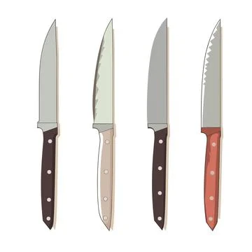 Knife Set: Vector Illustration of Kitchen Knives Stock Illustration