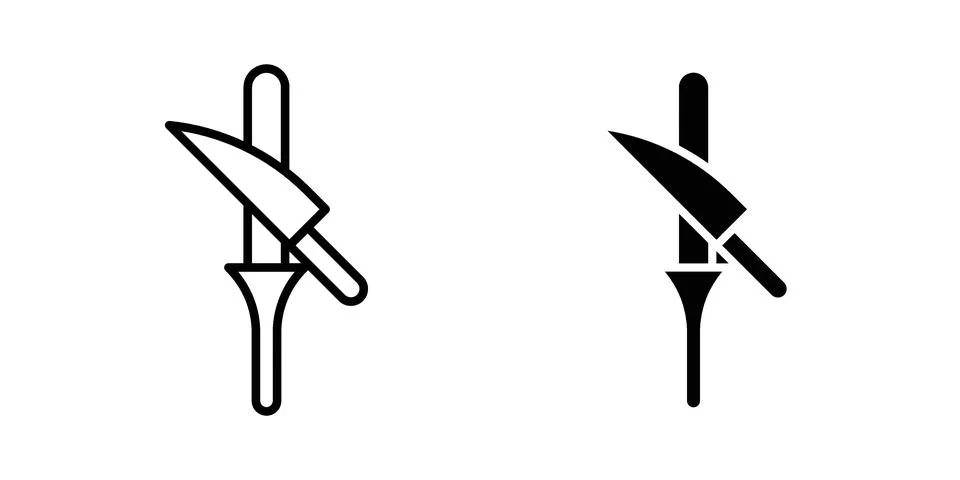 Knife sharpener icon set modern line and solid style collection. Stock Illustration
