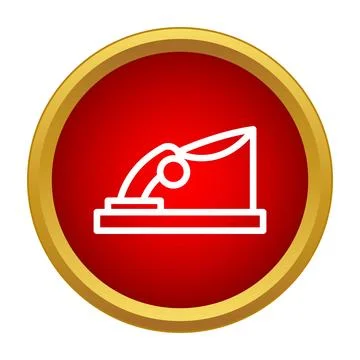 Knife sharpener line icon on red button Stock Illustration