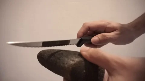 Knife sharpening Stock Footage 121608180