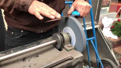 Knife sharpening Stock Footage 145218855