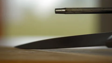 Knife sharpening, slo-mo Stock Footage 178635579