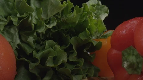 Knife in a steak with vegetables Stock Footage 124332467