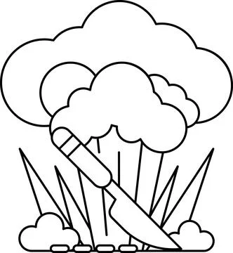 A knife is stuck in a cloud of smoke Stock Illustration