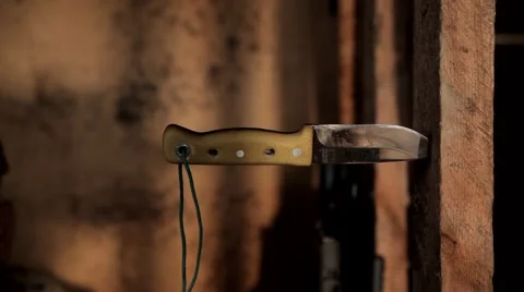 The knife stuck in the wall Stock Footage 62558824