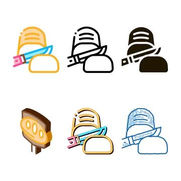 Knife stylized cutting baked bread icon thin line vector Stock Illustration