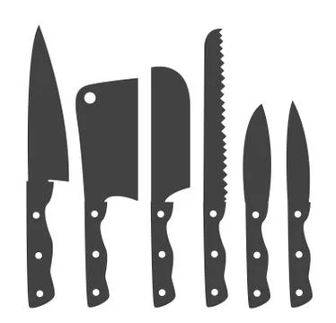 Knife thin line icons set Stock Illustration