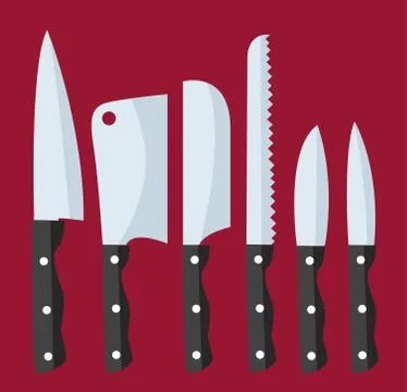 Knife thin line icons set Stock Illustration