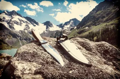 Knife Thrust against background Stock Photos