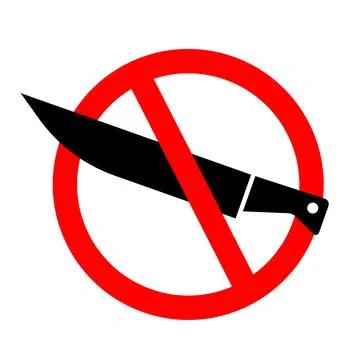 Knife use prohibited. No knife use sign. Restricted item icon. Vector. Illustrazione stock