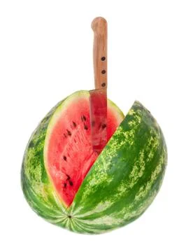 Knife in watermelon Stock Photos