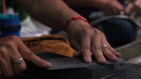 Knifes Sharpering Stock Footage 152816490