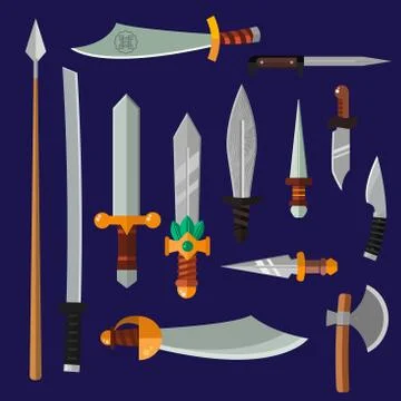 Knifes weapon collection Stock Illustration