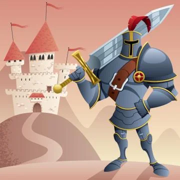 Knight and castle Stock Illustration