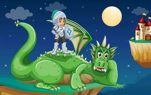 Knight and dragon Stock Illustration