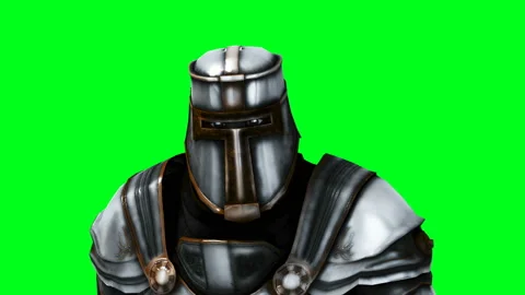 Knight animation. Phisical motion blur. Realistic green screen 4k animation Stock Footage 132457754