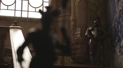 Knight armor in castle Stock Footage 59913717