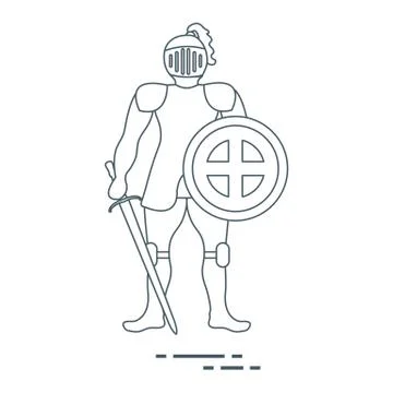 Knight in armor with shield and sword. Stock Illustration